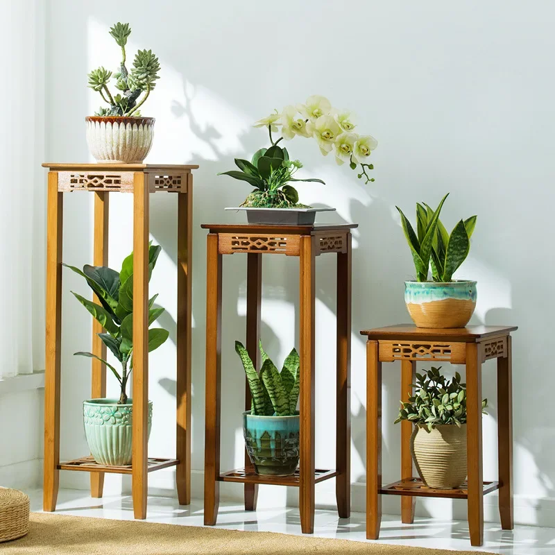 Flower shelf shelf balcony living room floor-to-ceiling interior simple decoration arrangement succulent multi-layer bamboo
