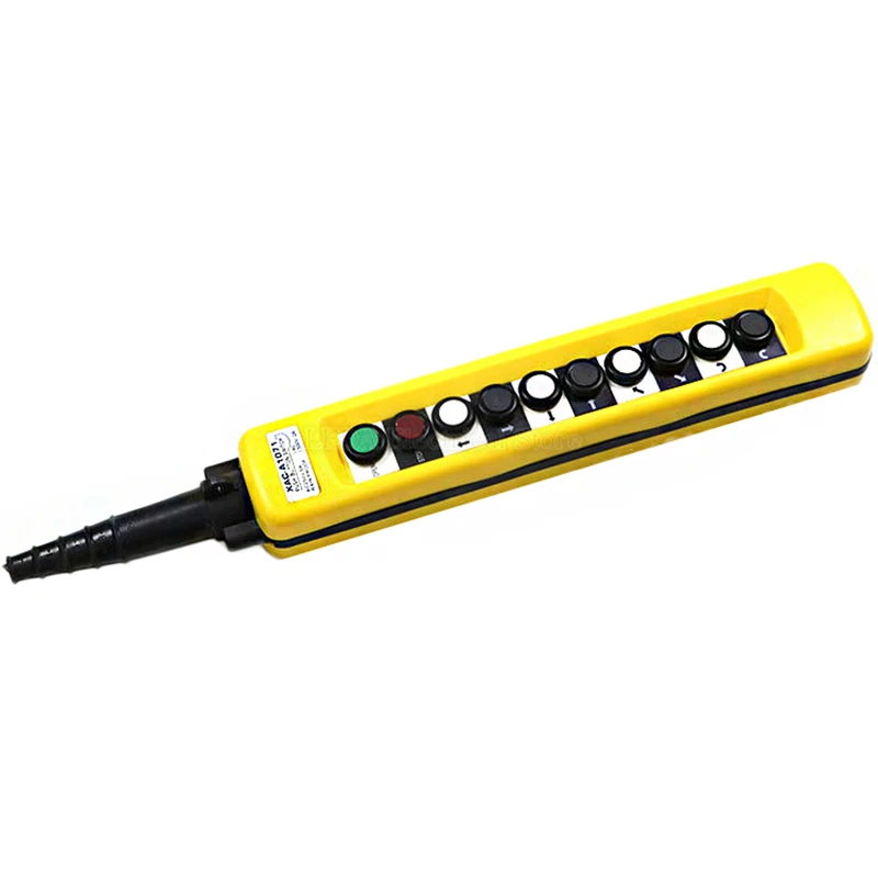 

1Pcs XAC-A1071 10 Button Single Speed Lifting Derrick Motor Rainproof Travel Control Crane Button Switch Yellow