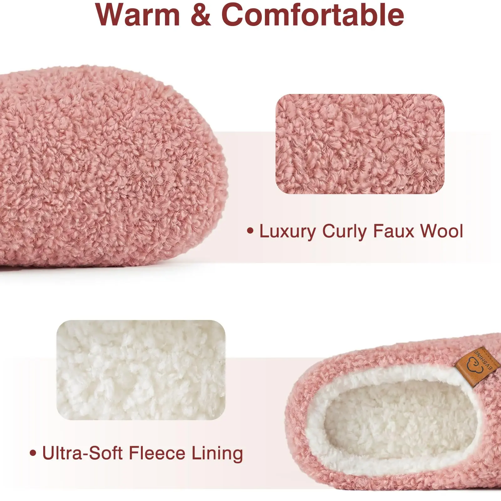 Smile Popcorn Winter Warm Women's Slipper With Fur Lining Indoor Bedroom Slippers Slip-On House Shoes With Memory Foam Insole