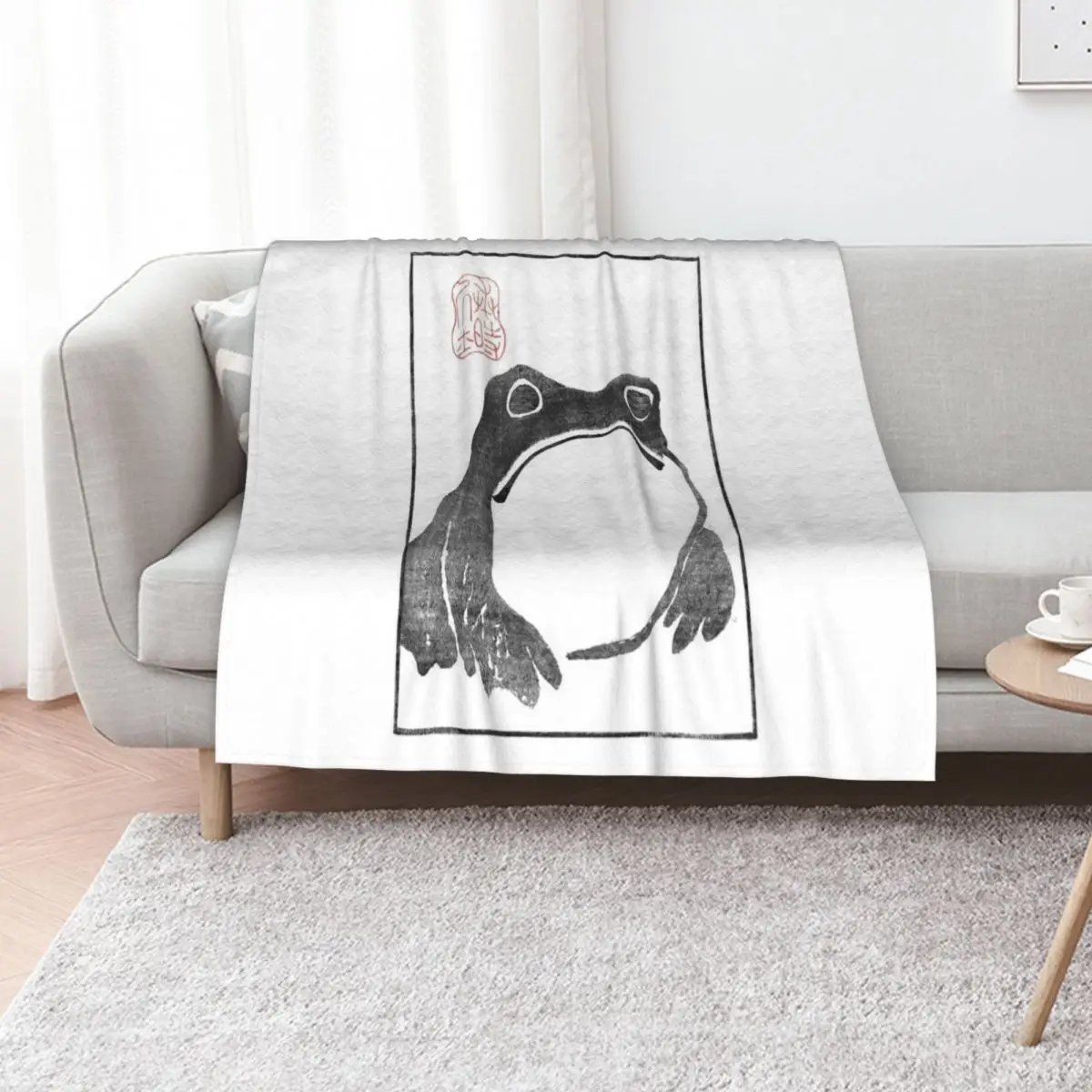 

Unimpressed Frog from Meika Gafu, by Matsumoto Hoji Throw Blanket Kid'S manga Retros Decorative Throw Blankets