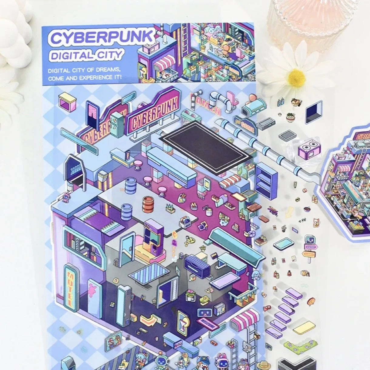 Autocollants de paysage d'halloween, grande Version 7.0, maison 3D 2.5D, autocollants de scène miniatures de décompression mignons pour bricolage