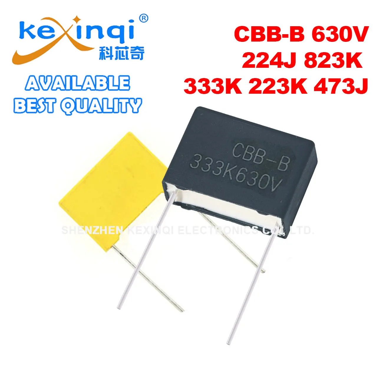 

10PCS CBB-B 630V Polypropylene Square Film Capacitor Yellow Black Gray Capacitor 224J 823K 333K 223K 473J P15MM 0.033UF 0.022UF