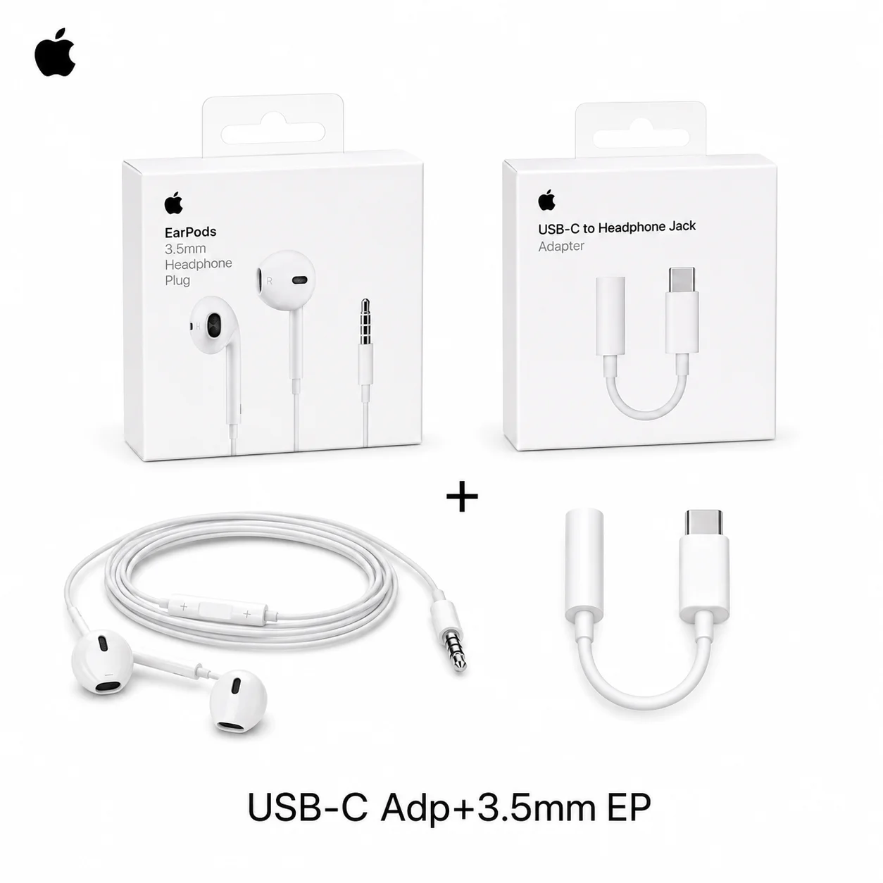 Offizielle Apple EarPods Kabelgebundene Kopfhörer mit Lightning-, USB-C- und 3,5-mm-Anschluss, Mikrofon und Fernbedienung für iPhone, iPad und MacBook