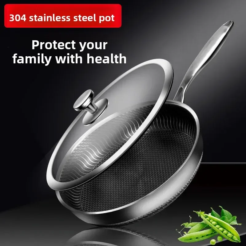 

Frying Pan 316 Stainless Steel Wok Skillet Non-stick Cookware For Kitchen Pot Pancake Egg Cooking Pot Breakfast Steak Frying Pan