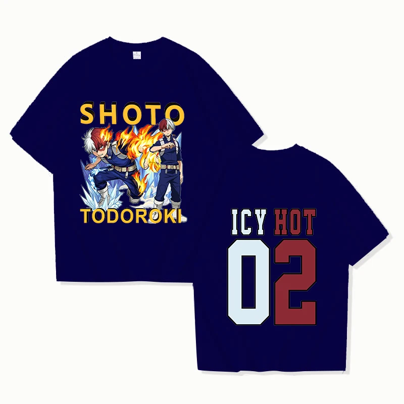 Hot Todoroki Shoto Icy Hot 02 Print T Shirt Summer Fashion Casual Short Sleeve Round Neck Tops Women/Mens Anime T-shirts