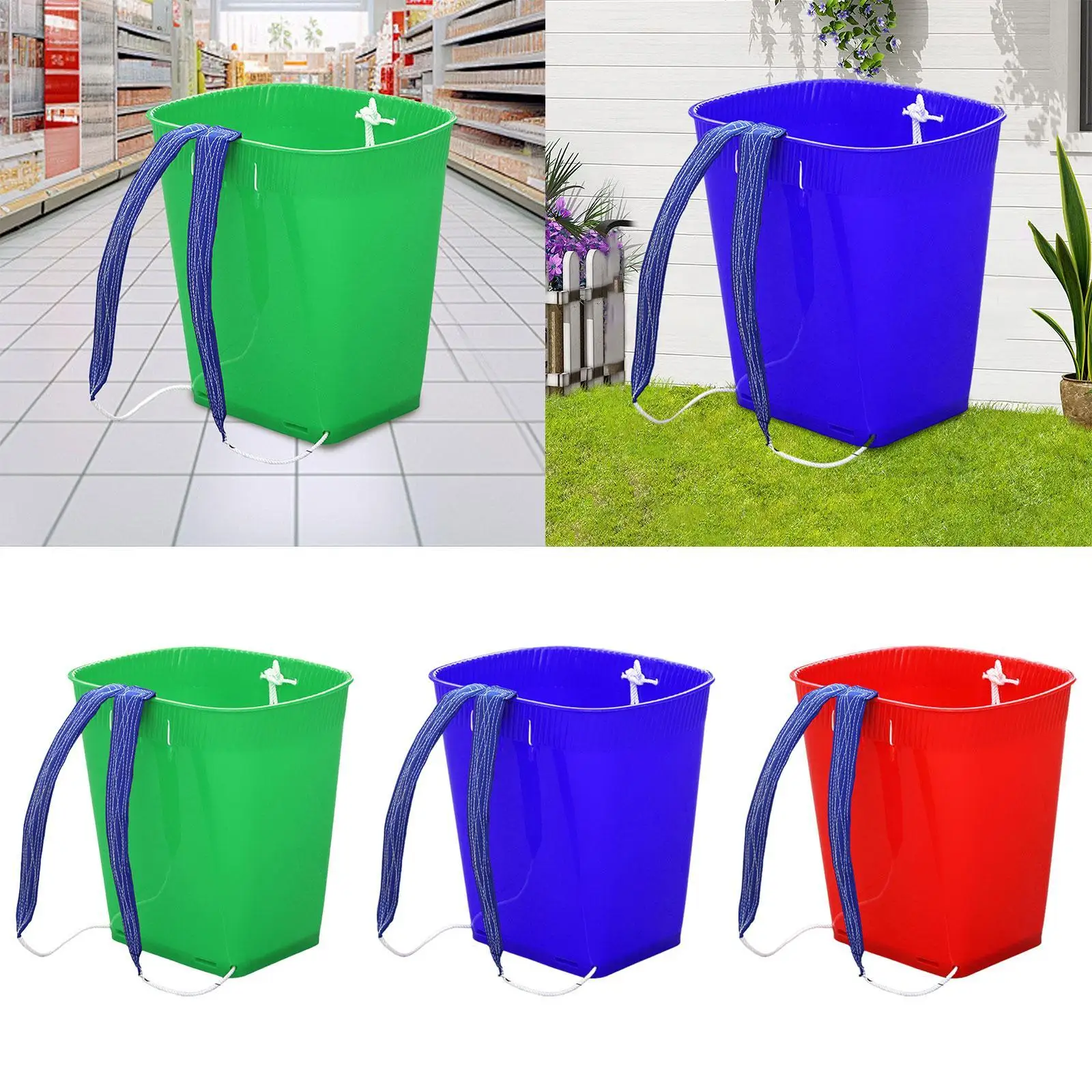 Cesta trasera para almacenamiento de frutas, cubo de agua ligero con correas para los hombros para ir de compras, recogida de setas, pesca al aire libre