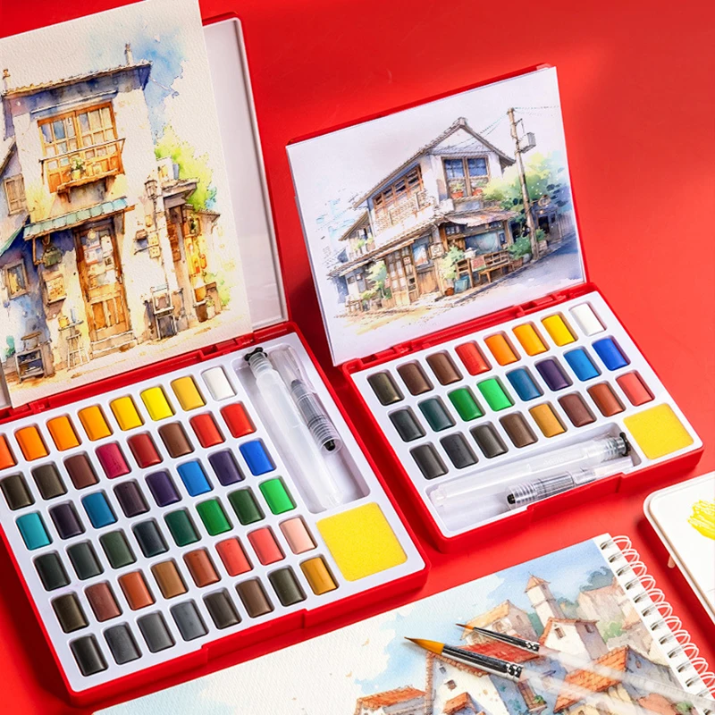 

24/36/48 цветов Faber Castell, набор однотонных акварельных красок в портативном футляре с водяной кистью, ручками и губкой для начинающих художников