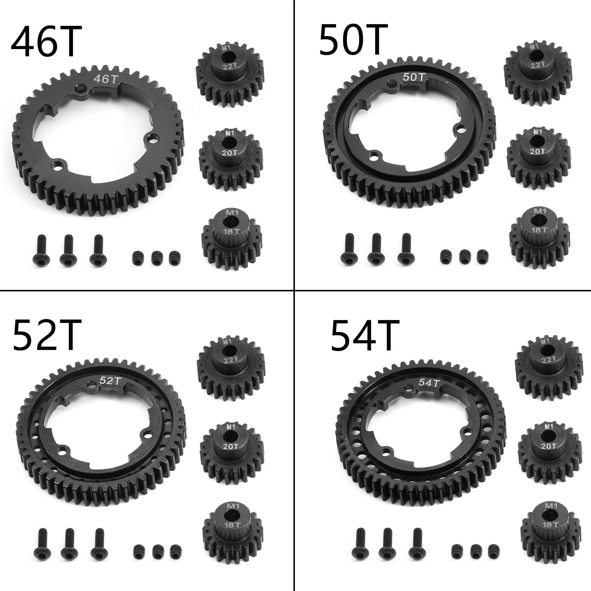 Steel 46T 50T 52T 54T Spur Gear with M1 18 20 22T Pinion Gear 6447 6449 for Traxxas 1/5 X-Maxx 1/10 E-Revo 2.0 VXL MAXX Upgrades