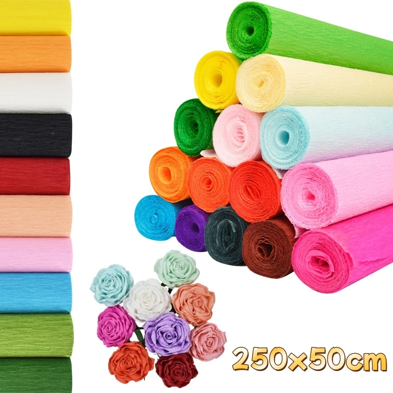 Colored Crepe Paper Roll Crepe Paper Sheets Origami Flower Making Crinkled Crepe Paper DIY Craft Gift Wrapping Paper Decorations