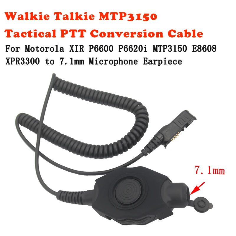 Waterproof Large PTT Button Launch Switch Adapter To 7.1mm Tactical Earphones for Motorola XIR P6600 E8608 E8600 DP3441 MTP3150