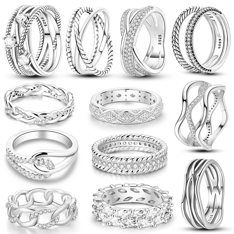 

Посеребренные сверкающие кольца любви с цирконием, геометрические кольца для женщин, обручальные украшения, подарок на годовщину