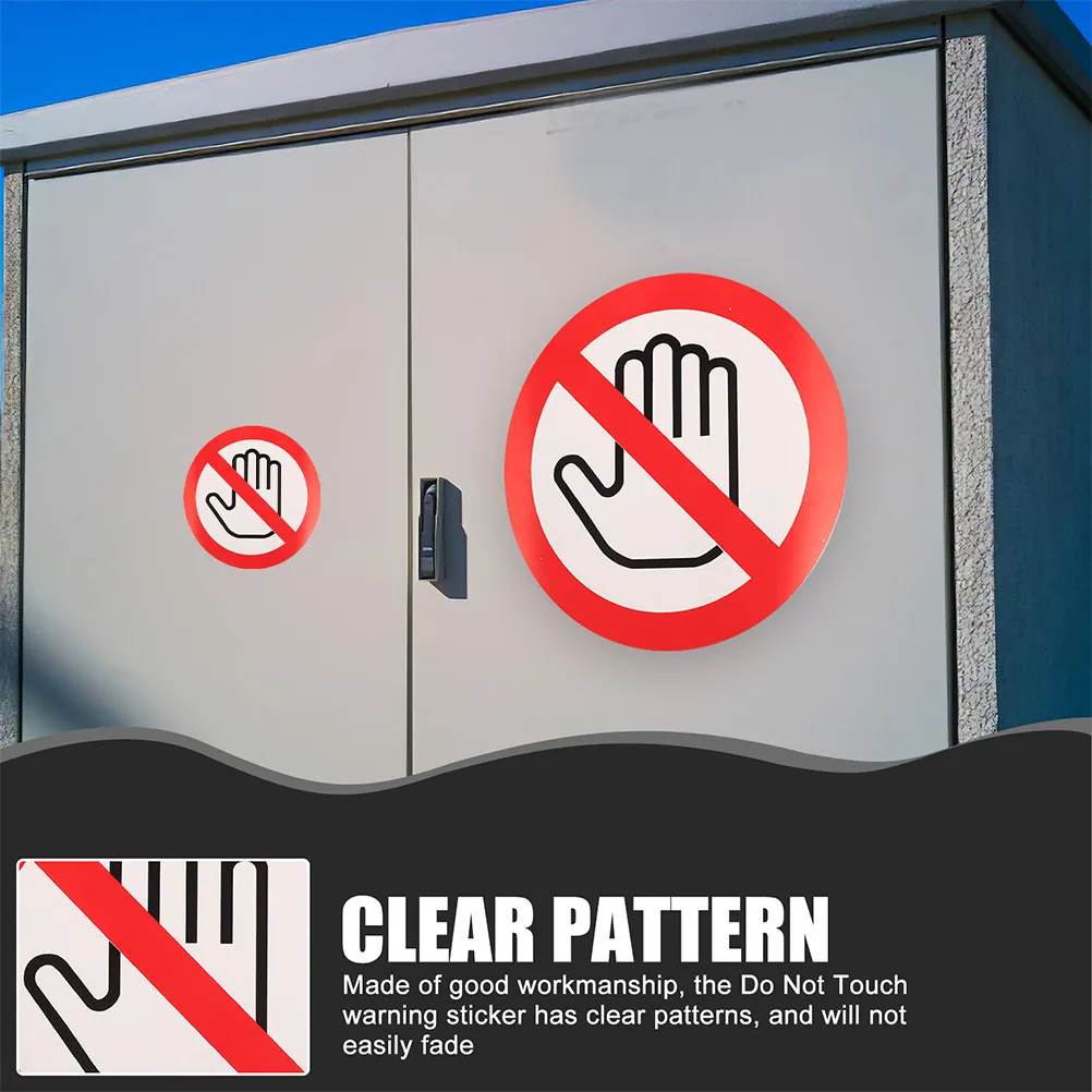 10Pcs No Touch Sign Stickers Safety Warning Label Adhesive Decal High Visibility Caution Sign for Factories Construction Sites