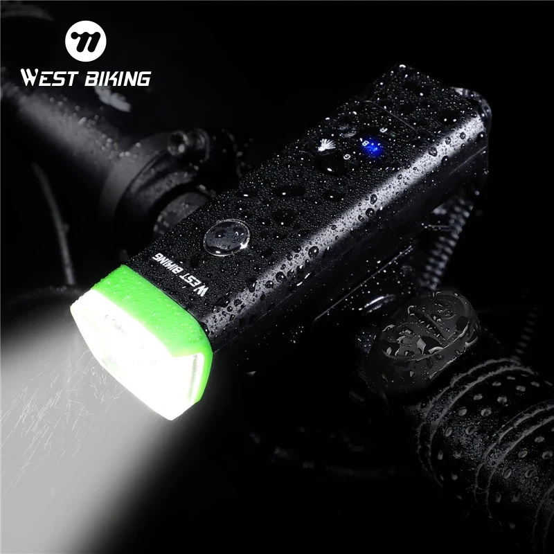 

WEST BIKING Bike Light Smart Induction Bicycle Front Lamp Headlight With Horn Rainproof USB Rechargeable LED Cycling Flashlight