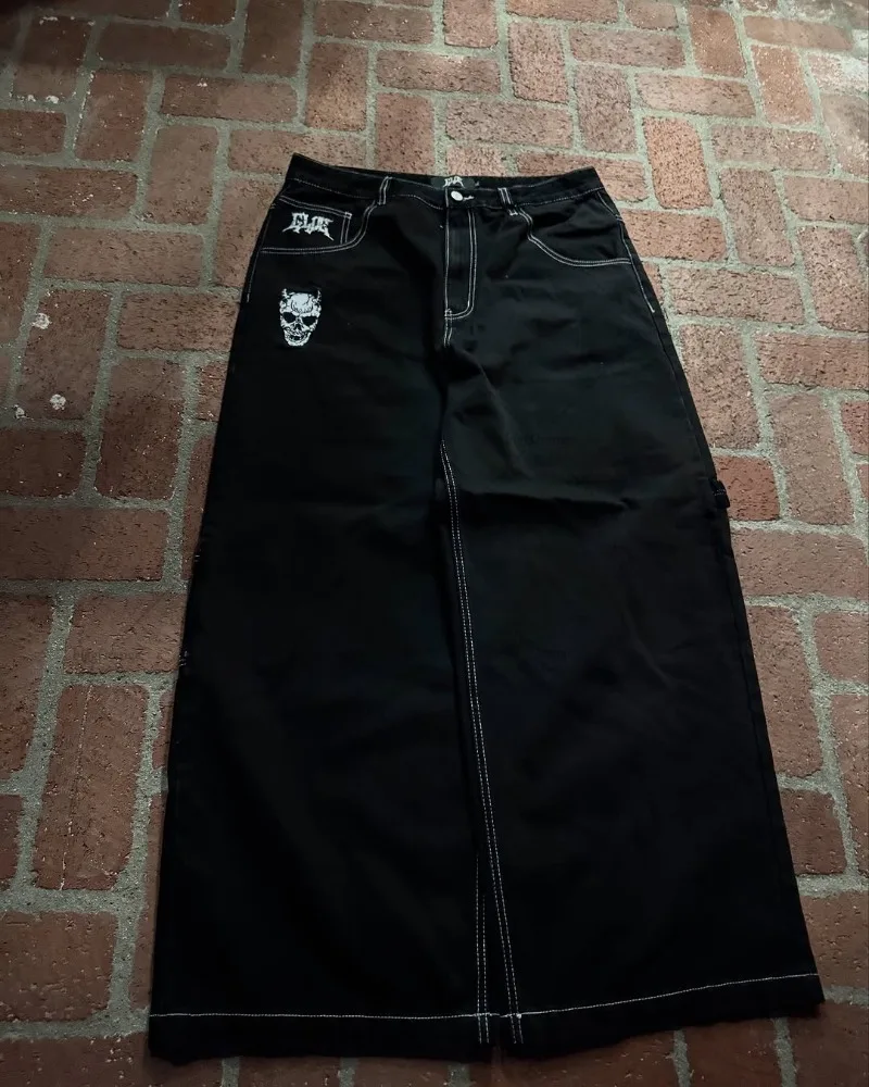 

New American Simple Style Clothing Casual Loose Jeans Men Retro Harajuku Y2K Fashion Punk Straight Wide-leg Pants Women