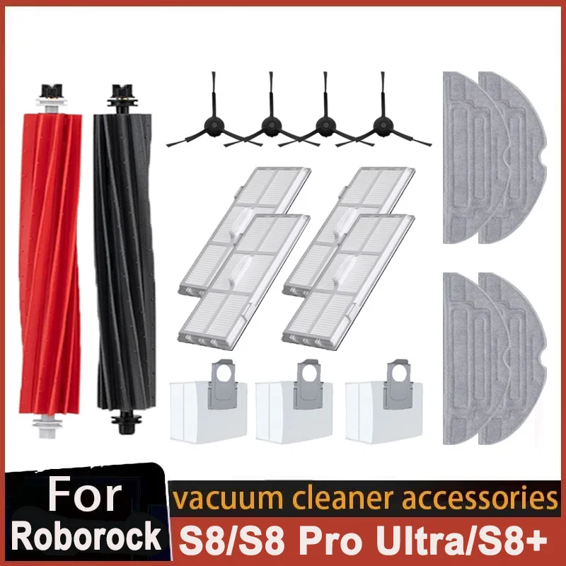 Für Roborock S8 S8 Pro Ultra S8 + Zubehör Mopp Staubsauger Taschen Seite Pinsel Filter Austauschbare Roboter Staubsauger Ersatzteile