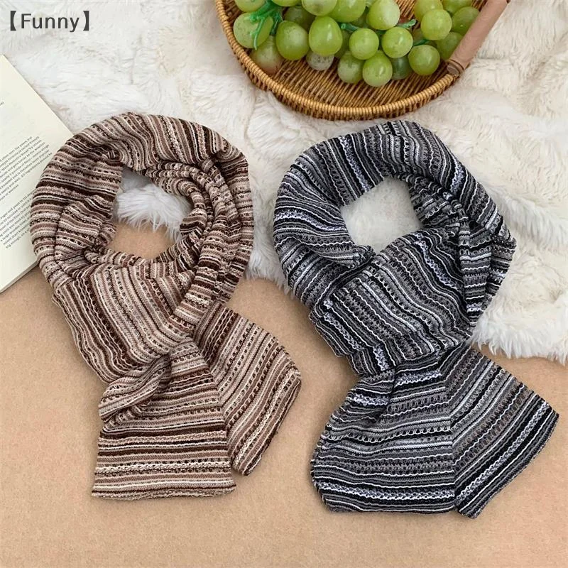 

뷰FunnyezioneРетро вязаный красочный полосатый шарф осень-зима теплая утепленная шаль для шеи популярный двусторонний шарф аксессуары подарок