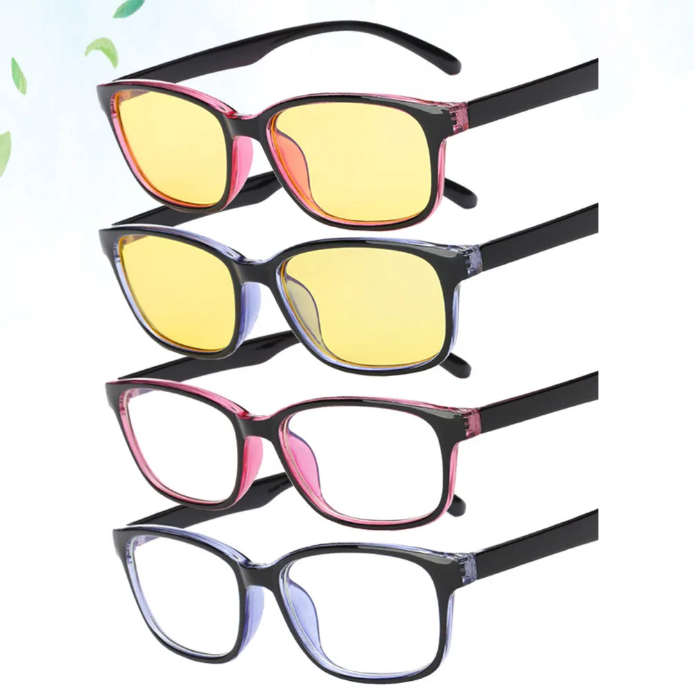 4 قطع نظارات مضادة للضوء الأزرق، 4 أنماط، عدسات شفافة صفراء، إطار كمبيوتر خفيف الوزن لحماية الكمبيوتر للجنسين #5