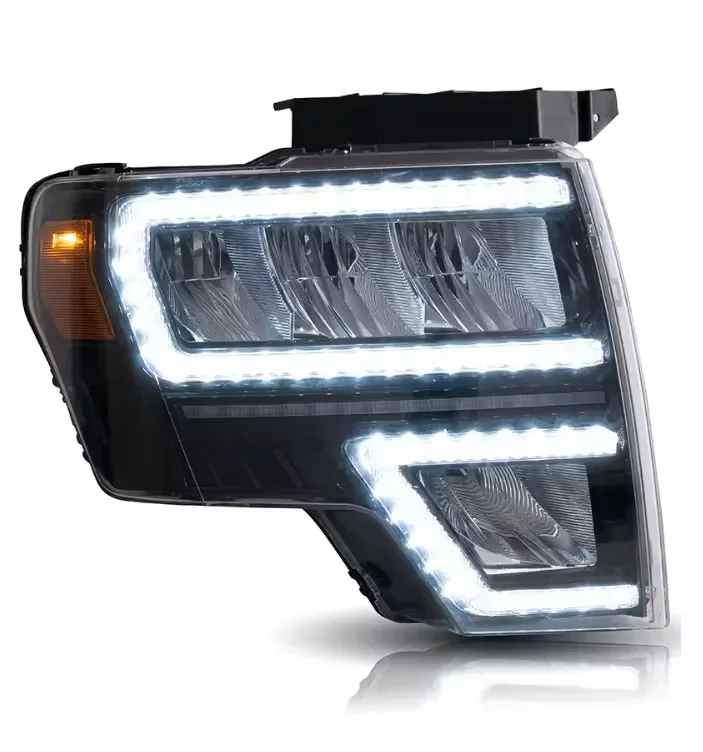 المصابيح الأمامية لفورد رابتور F150 F-150 2008-2014 مجموعة المصابيح الأمامية LED DRL تدفق بدوره أضواء الإشارة اكسسوارات السيارات