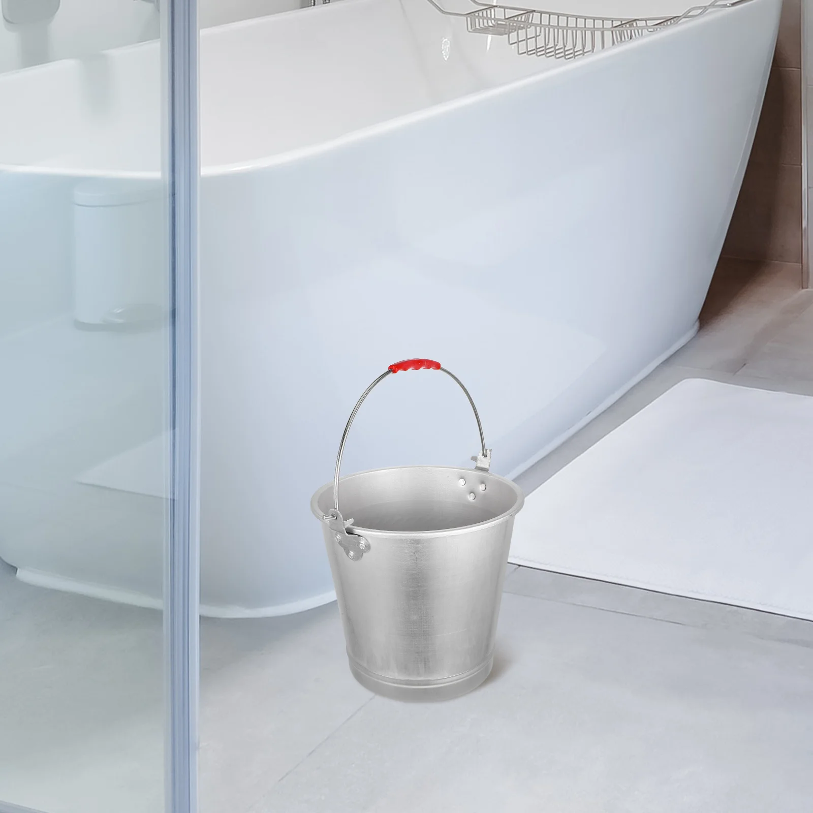 

1pc Heavy Duty Aluminum Water Bucket Large Capacity Metal Storage Container For Milk Water Ice Portable Multi-Purpose Vintage