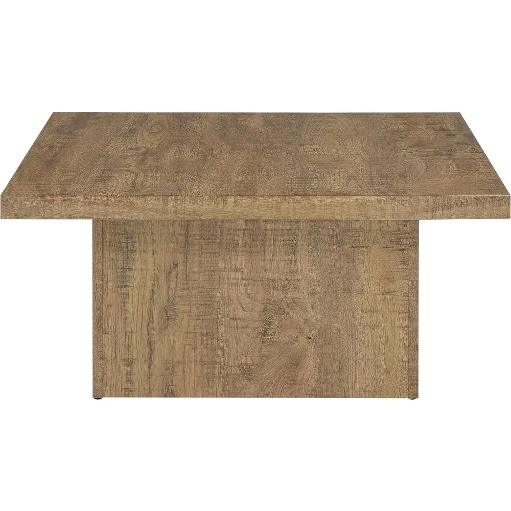 Eco-Friendly Engineered Wood Veneer Square Cocktail Table with Rustic Look for Living Room