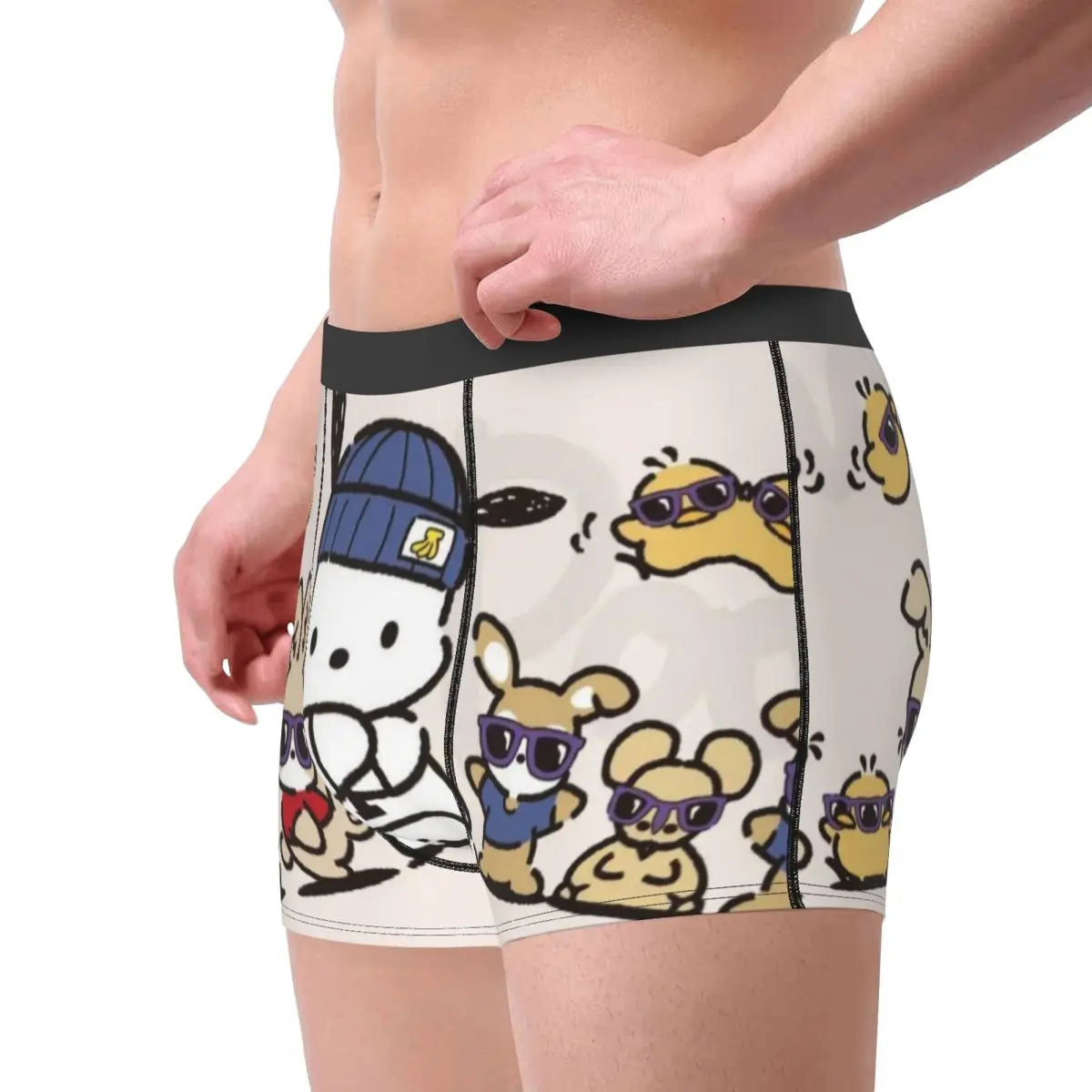 مخصص Pochacco جرلي القلب الملابس الداخلية الرجال طباعة لطيف الكرتون الملاكم ملخصات السراويل سراويل لينة السروال