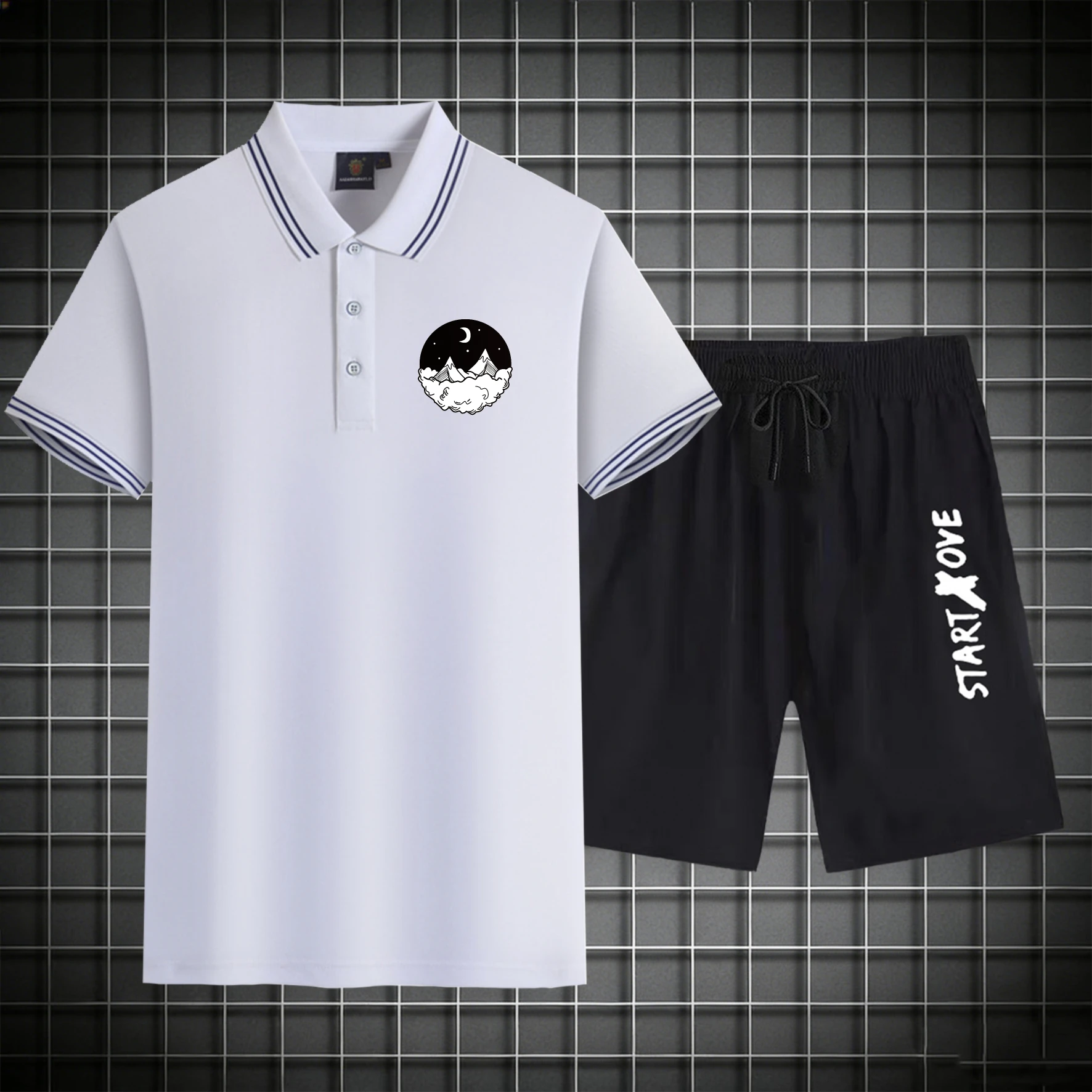 

men's Polos sets 2026 Summer Printed clothing set Suit for man men's chandals Y2k tracksuits Polyester Graphic Short sleeve