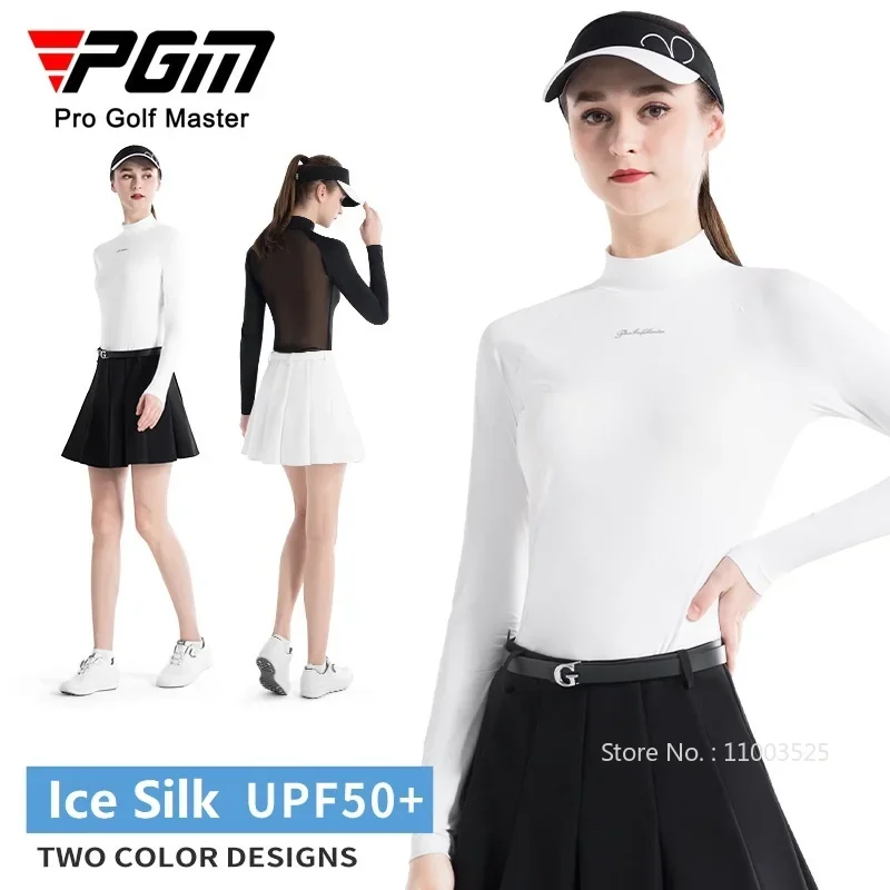 PGM 2024 Summer Golf Woman Sunscreen Shirts Long Sleeves Ultra-thin Ice Silk Bottoming Shirt Ladies Breathable Mesh Golf Tops