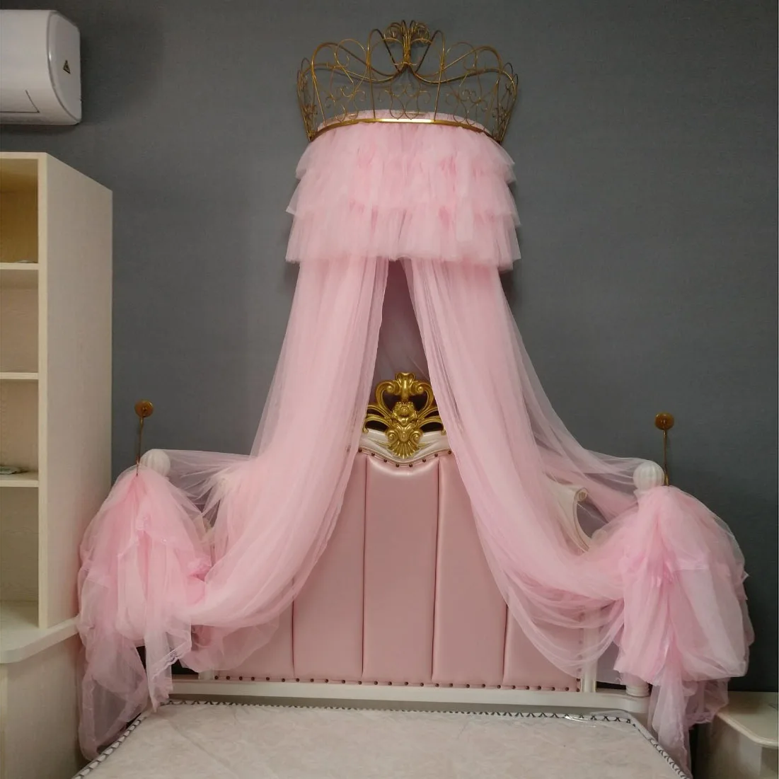 

Princess Crown Mosquito Net Bed Curtain Girl Children Room Decor Bedside Yarn Net Romantic Princess Tents Bed Canopy Valance