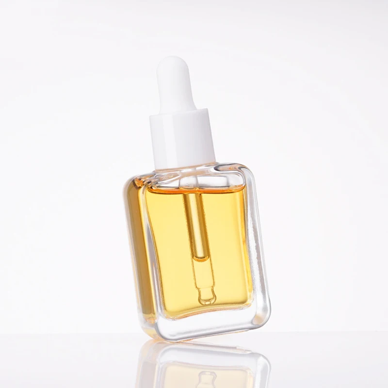 30ML Clear/Purple Glass Dropper Bottle Oblate Square Aromatherapy Liquid Essence Massage Oils Serum Pipette Refill Skincare