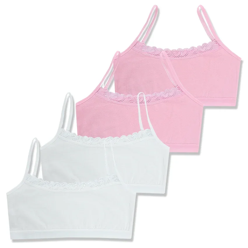 4pc/Lot Girls Cotton Lace Bras Kids Girls Sports Training Chid Underwear Crop Top 8-14 Years