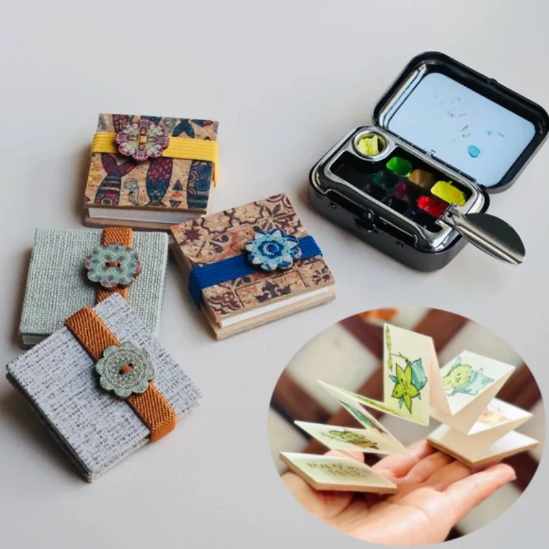 

4,5x4,5 см ручной работы портативный акварельный орган книга товары для рукоделия студенты путешествия эскизы живопись создание акварельной бумаги