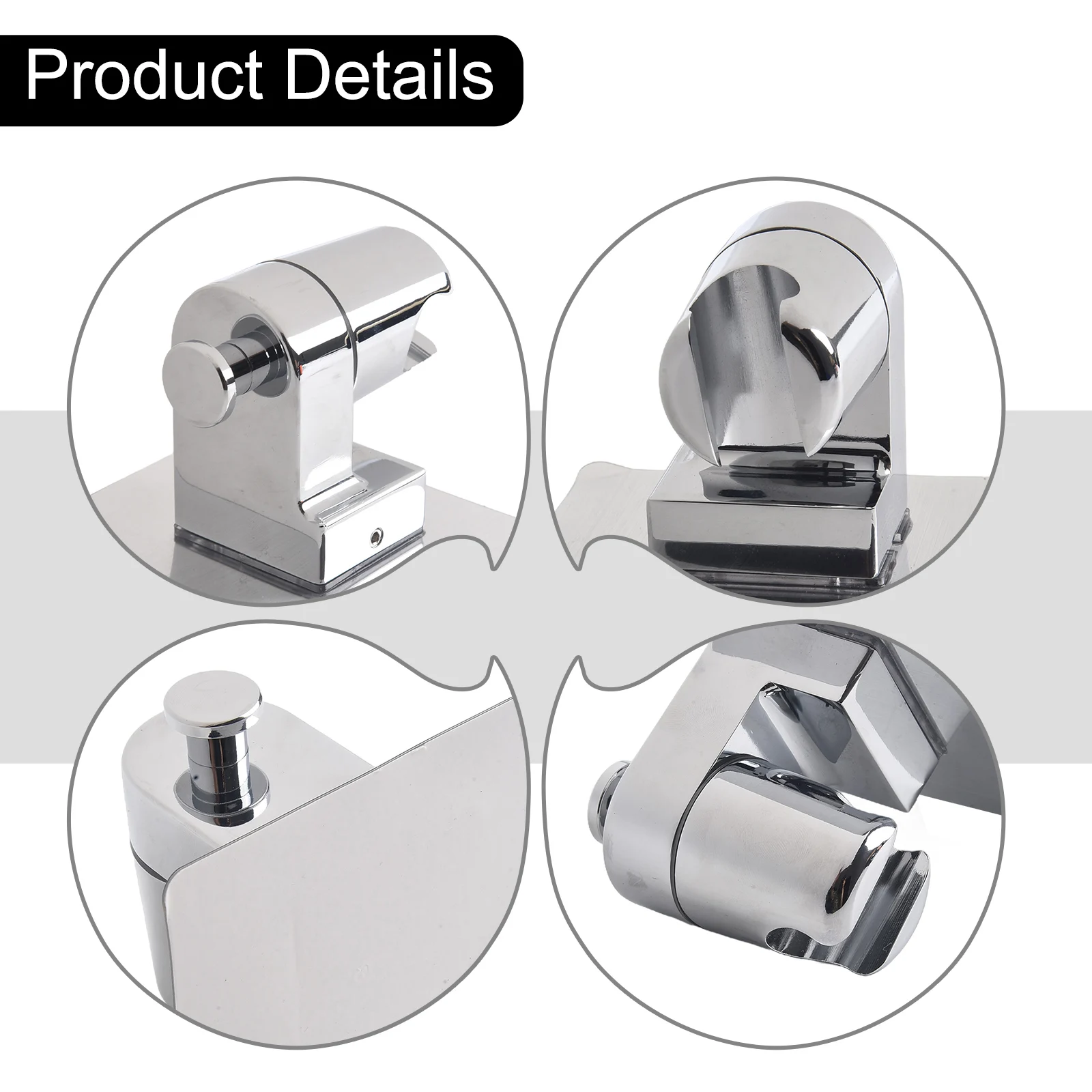 

Shower Bracket Shower Head Holder Home Bathroom With Double Hooks 360 Degree Adjustable Moisture-proof Steel Alloy