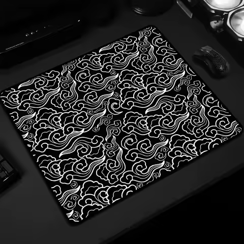 Black And White Cloud Mouse Pad Art Non-Slip Office Laptop Desk Mat Balance Gaming Mousepad 45*40cm Waterproof Surface Desk Pads