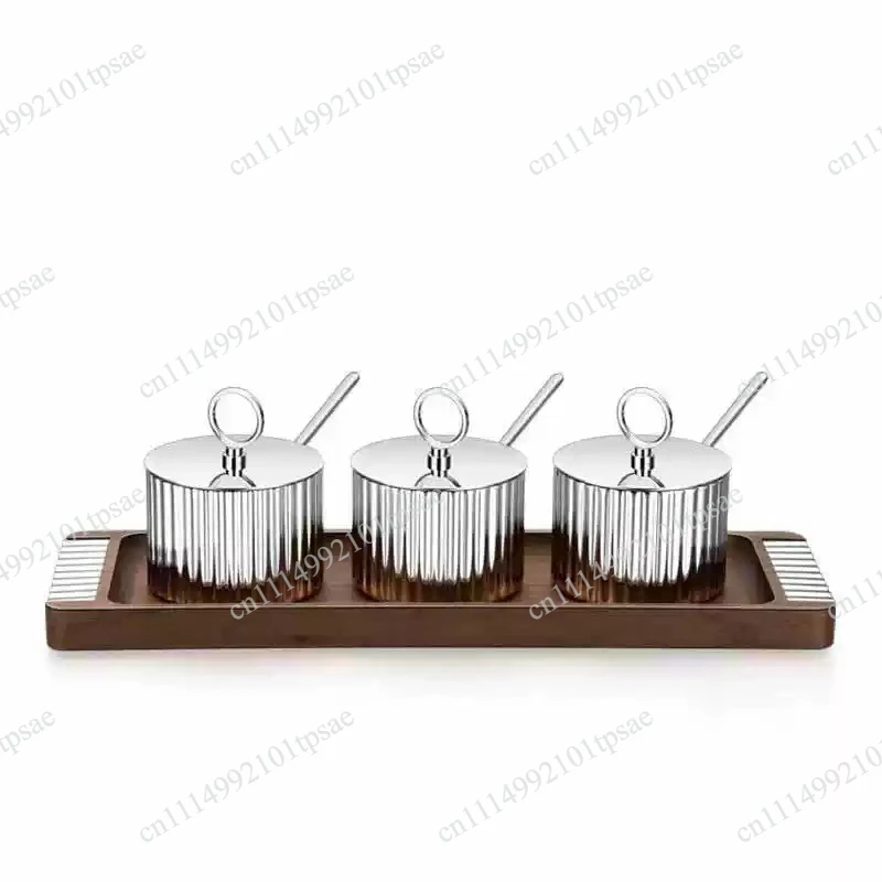 Premium Nordic Spice Storage Box with Spoon, Elegant Condiment Organizer Jar for Kitchen