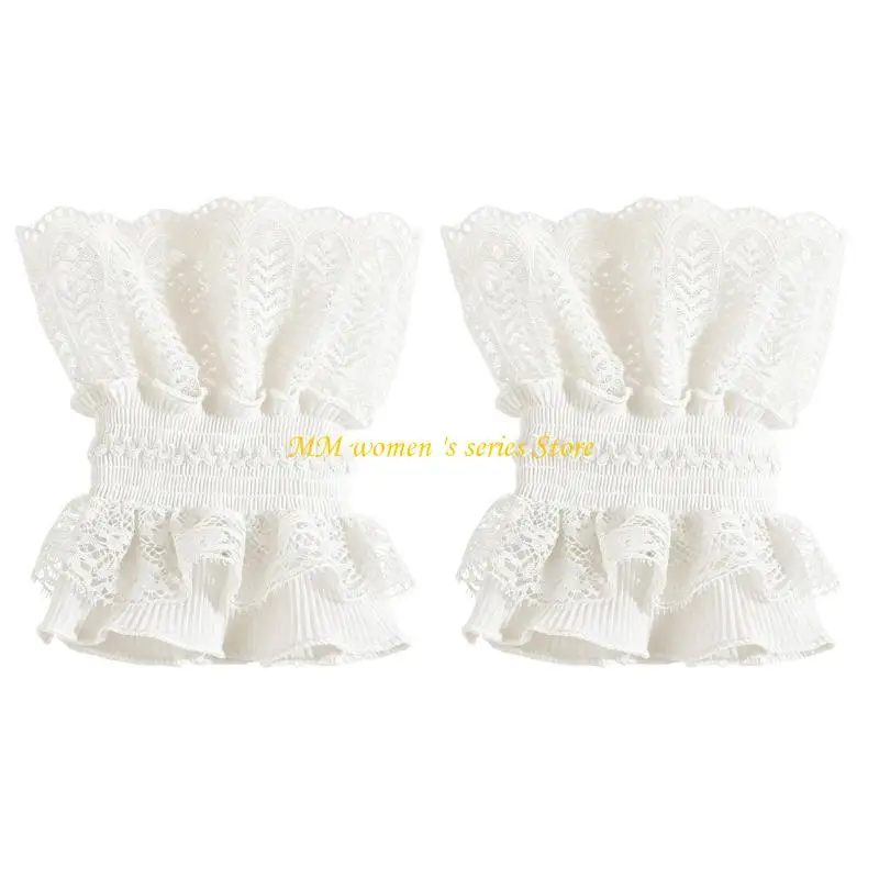 Q39C Lace Trimmed False Sleeve Breathable Lace Sleeves Matching Various Outfits
