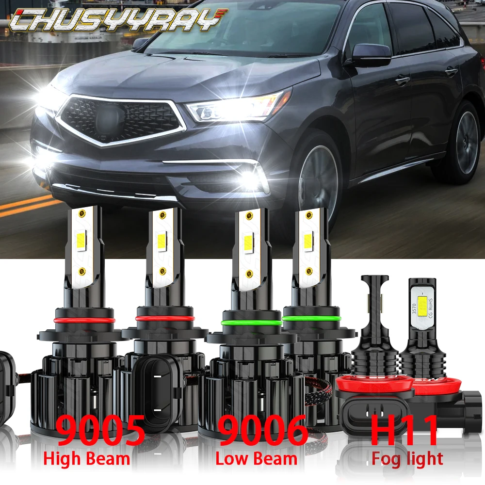 

CHUSYYRAY Car Lights 6x Compatible For Acura MDX 2004 2005 2006 Combo 9005 9006 LED Headlight High / Low H11 Fog Light Bulbs Kit