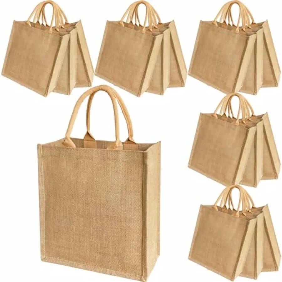 

15pcs 1pcs burlap tote bags jute Handbags bridesmaid gift Vertical version 11×6×13 inch