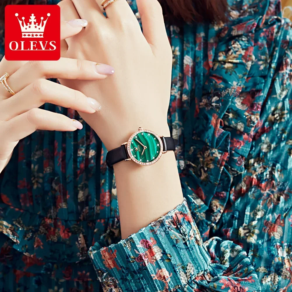 ساعة كوارتز للنساء ، ساعة يد للسيدات ، حزام جلد طبيعي ، ساعات مقاومة للماء ، هدية ، موضة