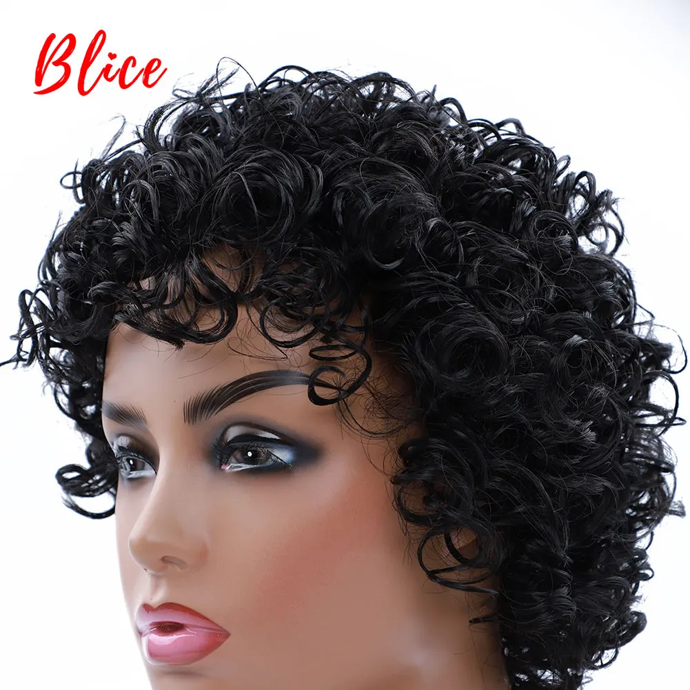 Blice 6 بوصة قصيرة عابث قطع Bancy مجعد بيروكات صناعية مقاومة للحرارة للنساء 100% كانيكالون حفلة يومية شعر مستعار أمريكي أفريقي