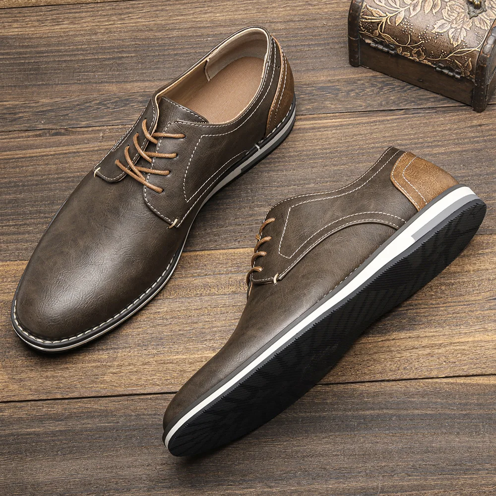 

Men's Single Shoes 2025 Spring and Autumn Color blocked Breathable Men's Casual Shoes Comfortable Casual Leather Shoes