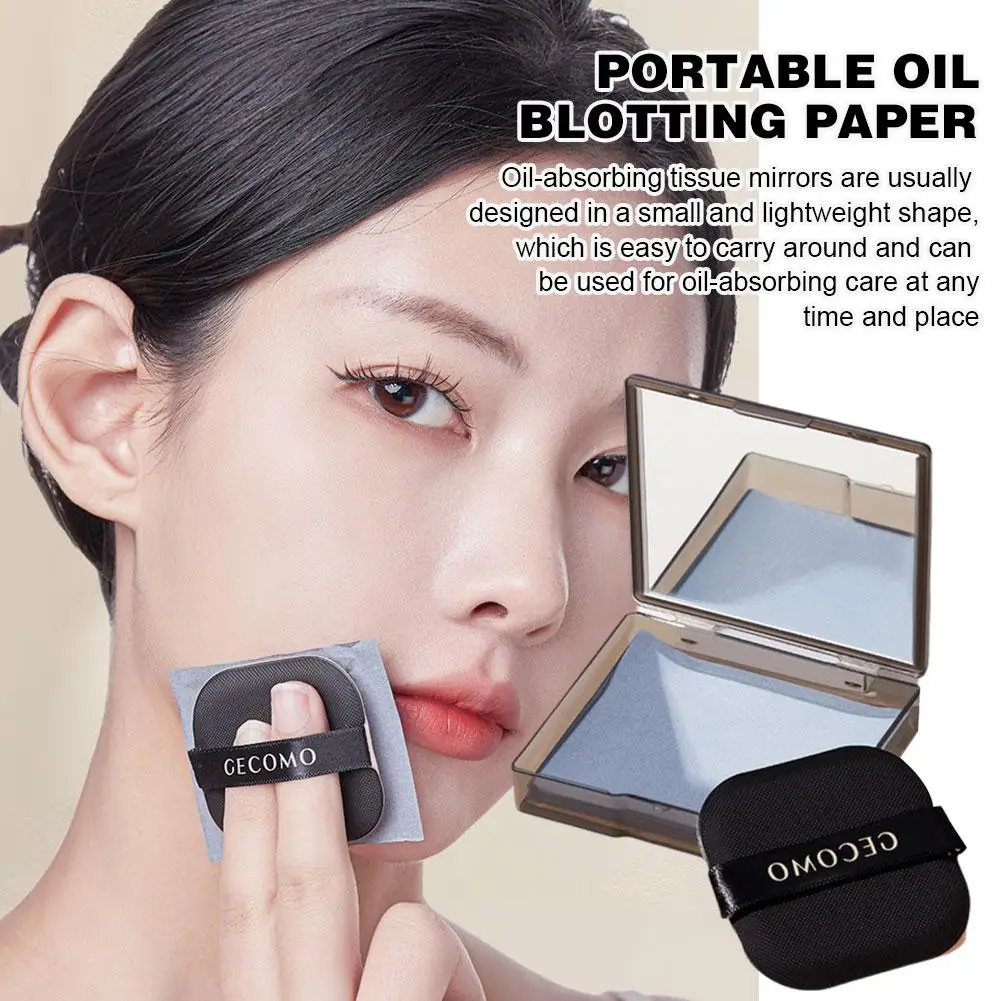 Protable Face Oil Blotting Paper With Mirror Matting Wipes Control Face Cleaning Face Tools Oil-absorbing Cleanser Oil Faci D3x4