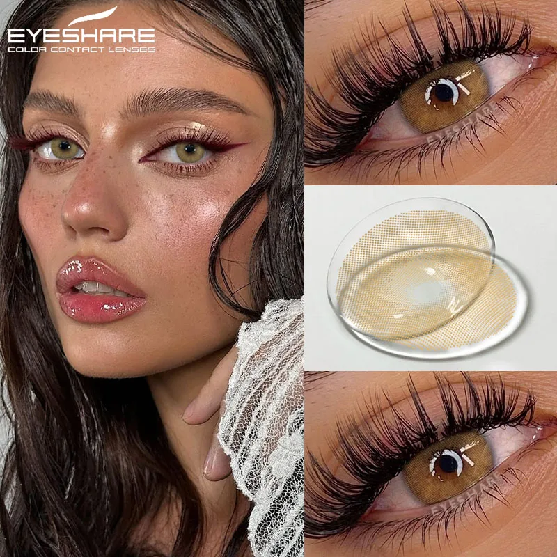 EYESHARE 1 par de lentes de contacto de colores naturales, lentes de ojos marrones, maquillaje gris, lentes para alumnos, anual, verde, hermosos alumnos, anual
