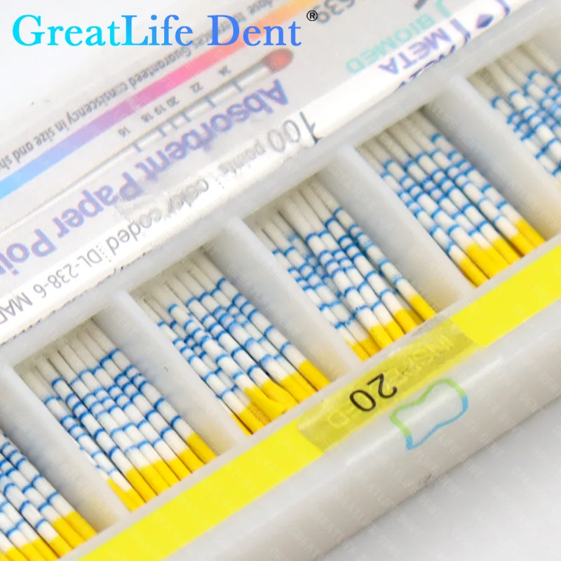 GreatLife Dent Dental Absorbent Paper Points With Scale Taper 0.2/0.4/0.6 Size Moisture Absorbing Paper Tips Clinics Consumables