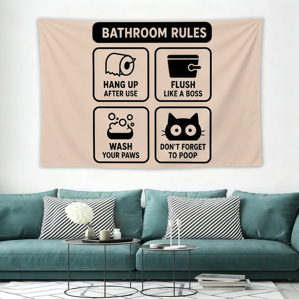 Funny Cat Bathroom Session Flag Party Club Outdoor Interior Wall Decoration Banner Fans Gift Print Decor Flag