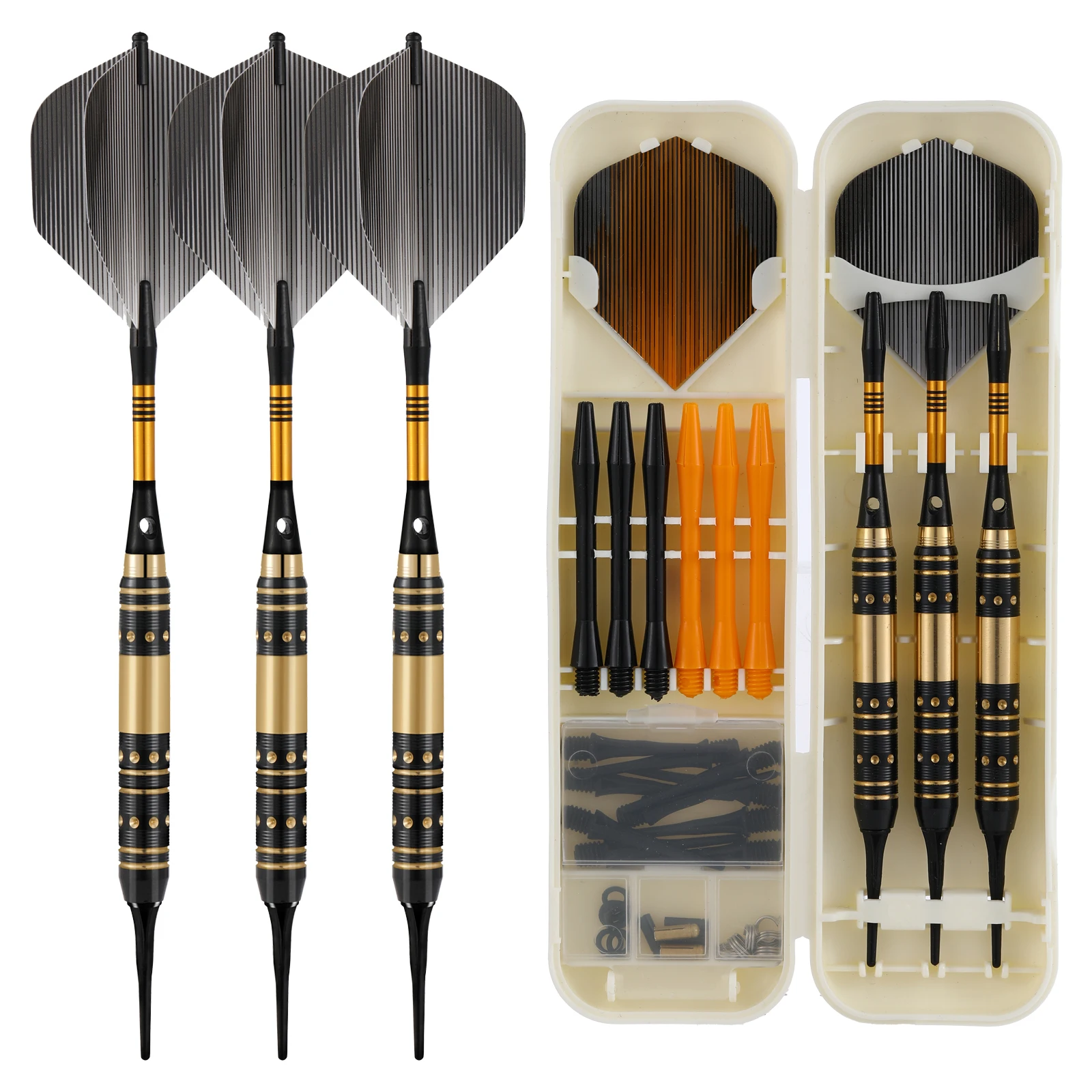 

Huanqu Professional 18g Brass Soft Tip Darts Set with Accessories - Pack of Three High-Quality Darts for Adults and Beginners - Suitable for Training, Competition, Home Use, and Party Settings