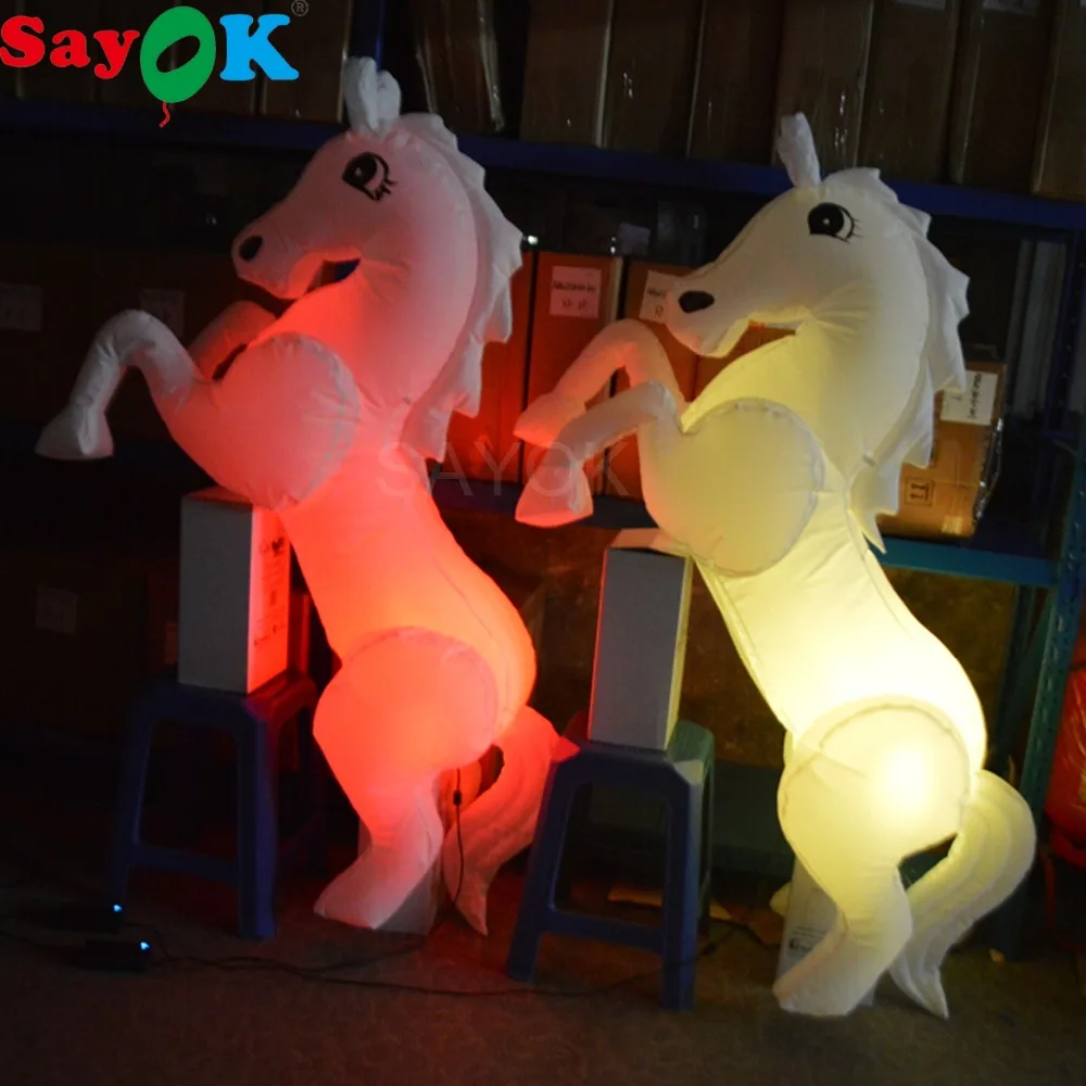 1.5mh Inflatable Led Horse Decoration Glowing In The Dark Lighting Horse Model With Colors Changing For Home Pub Stage