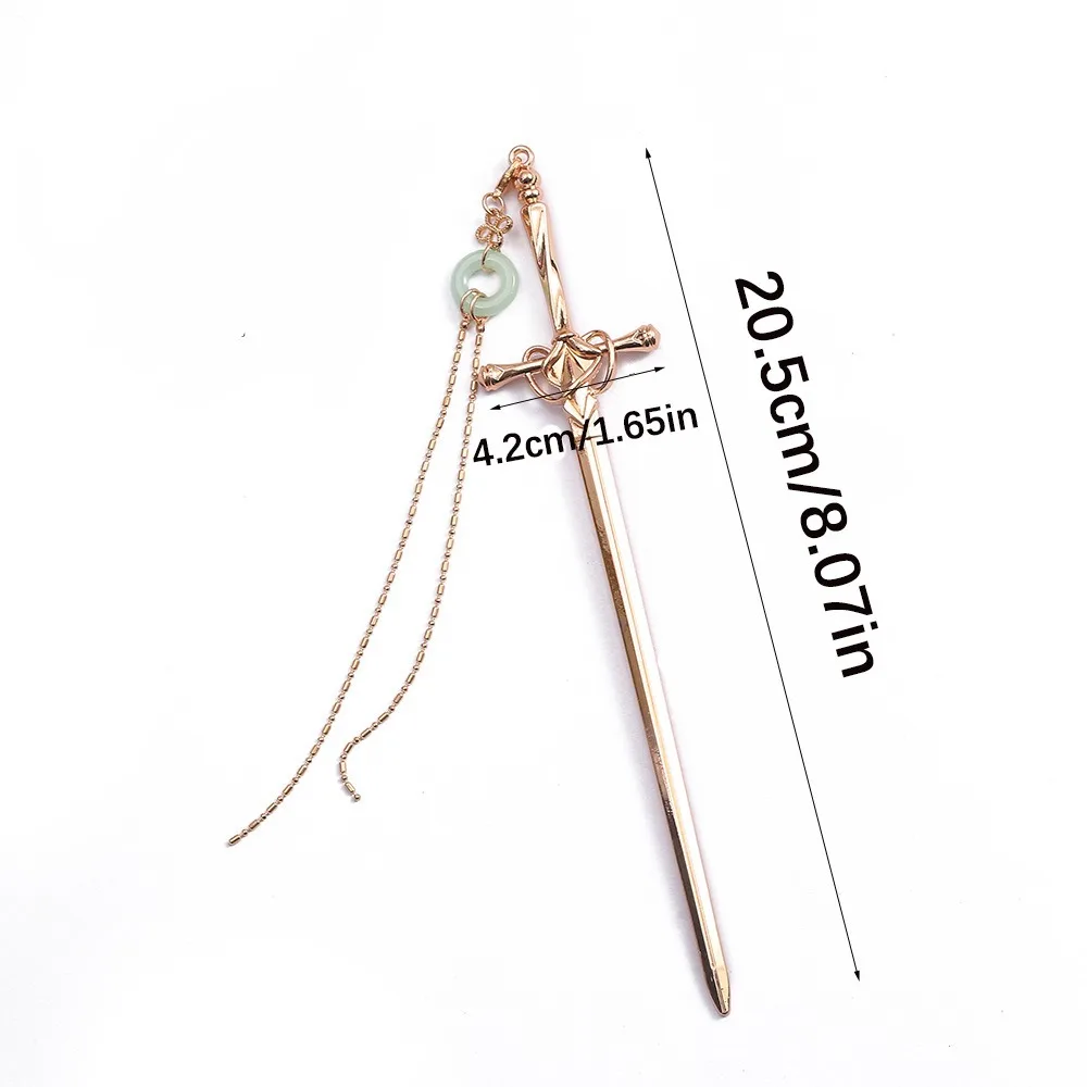 1pc New Daily Jewelry Make Fashionable Vintage Sword Hairpin Headdress Chinese Style Hair Sticks Ponytail Holder Hair Jewelry image 6