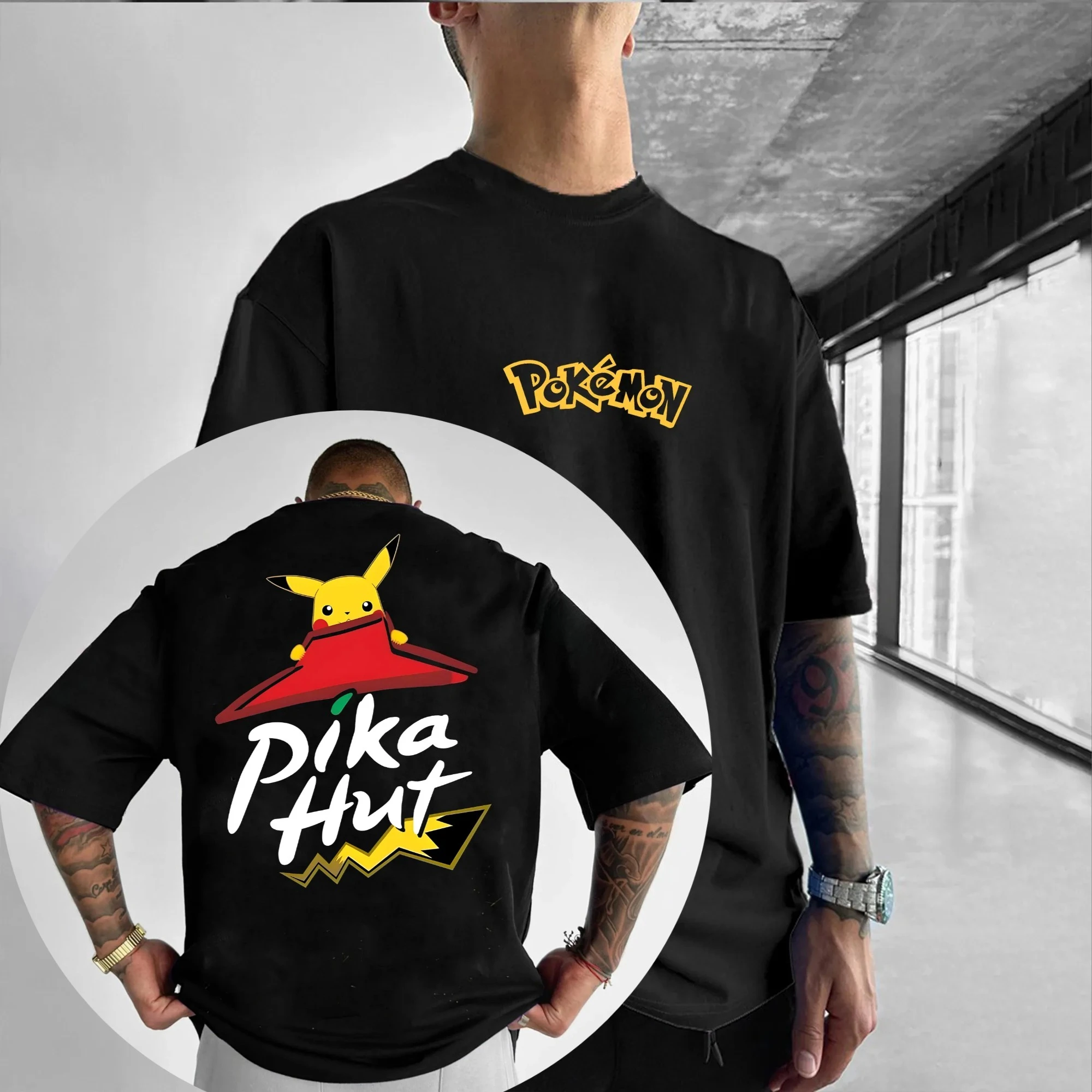 포켓몬 피카츄 3D 프린트 통기성, 편안하고 빠르게 건조되는 성인, 남성, 여성 및 어린이를 위한 스포티 캐주얼 티셔츠