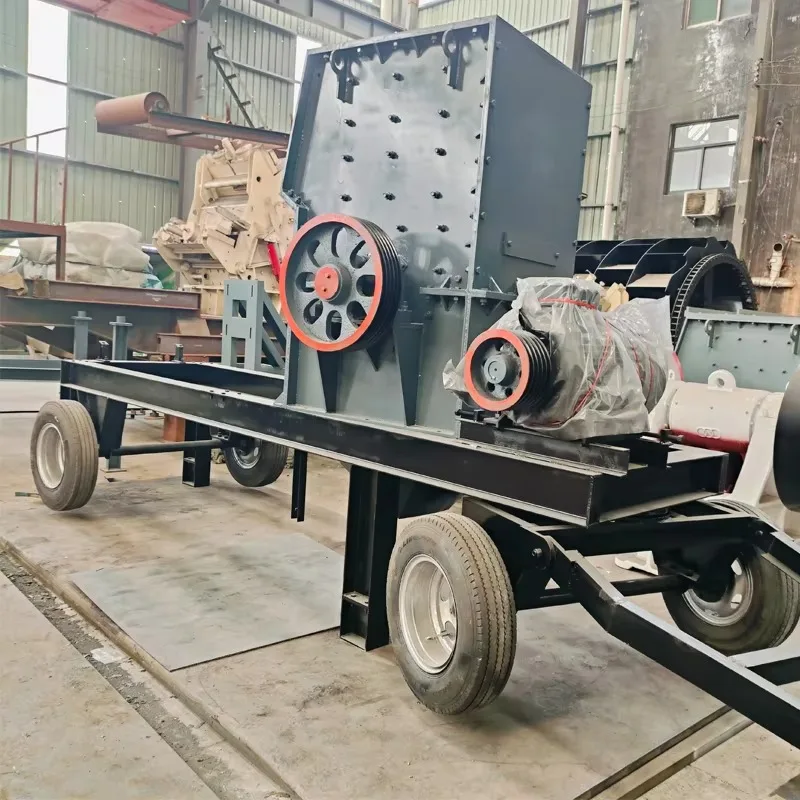 High output box crushers, portable belt feeders and belt conveyors