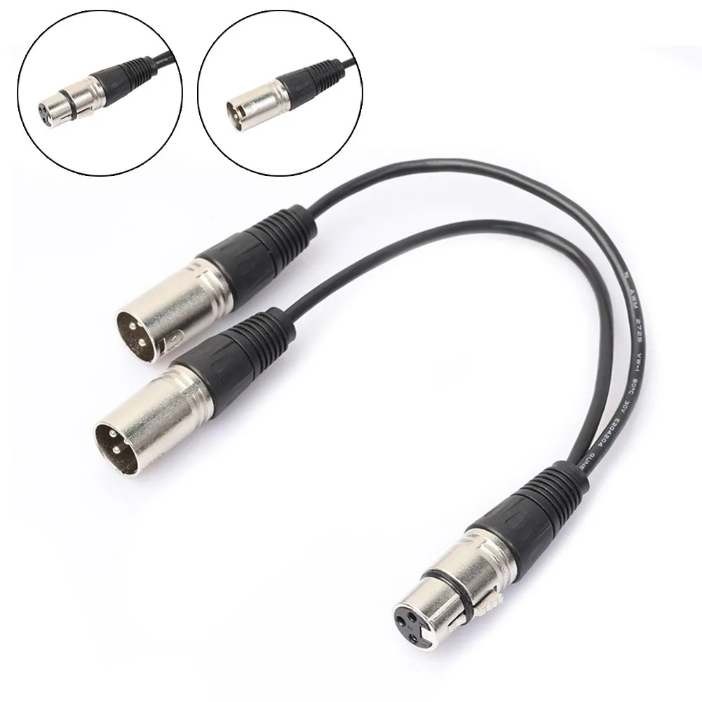 Mic Cable Adaptor 3 Pin XLR FEMALE Jack To 2 MALE Plug Y SPLITTER For Instrument Noise Elimination Processor Effect Speaker Ampl